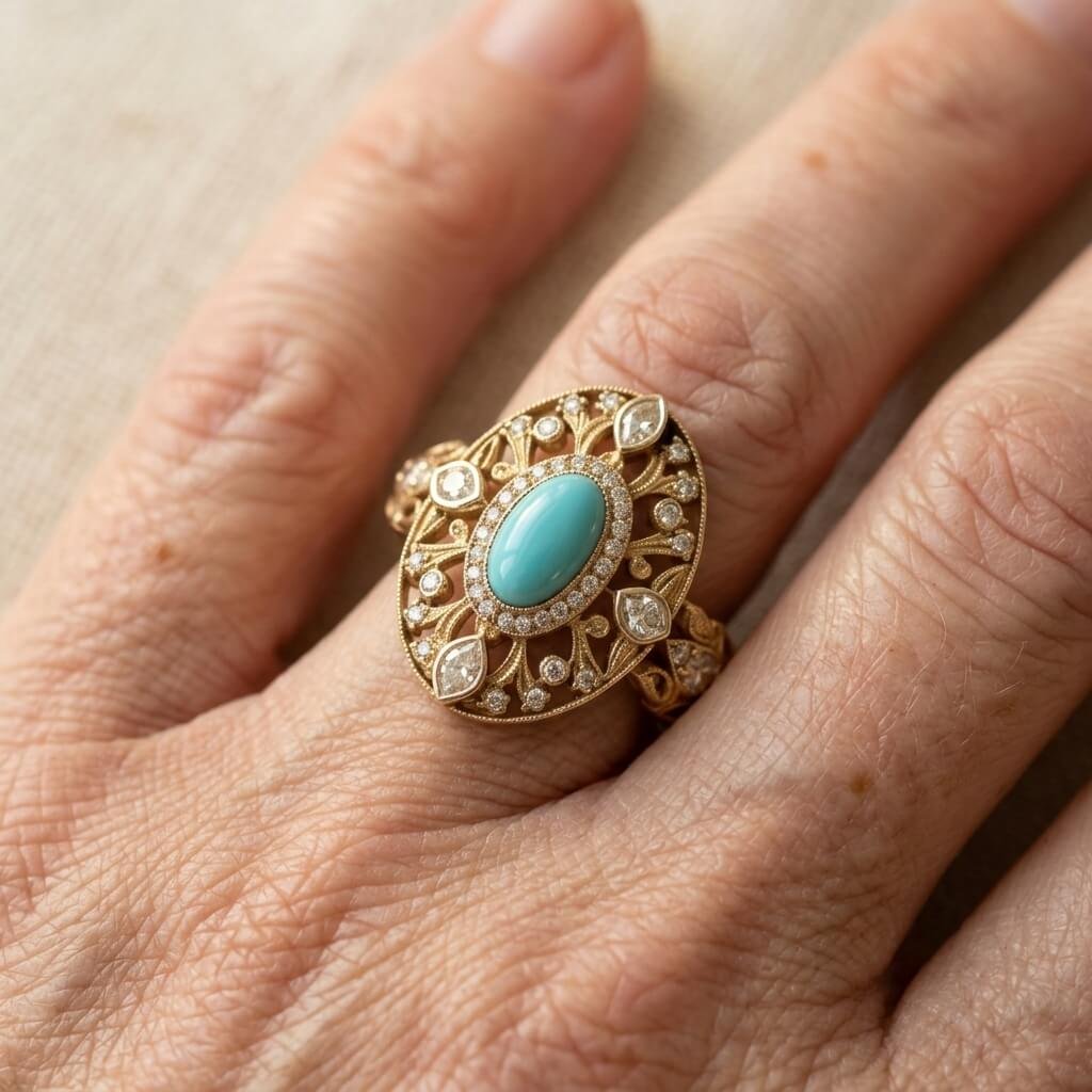 BAGUE TURQUOISE ZIRCONE