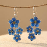 Handmade Bohemian Vintage Blue Enamel Dangle Earrings