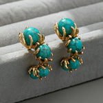 BOUCLES D'OREILLES TURQUOISE PERLÉ FLEUR DESIGN