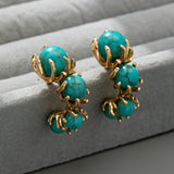 BOUCLES D'OREILLES TURQUOISE PERLÉ FLEUR DESIGN