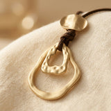 Bohemian Brown Leather Geometric Necklace