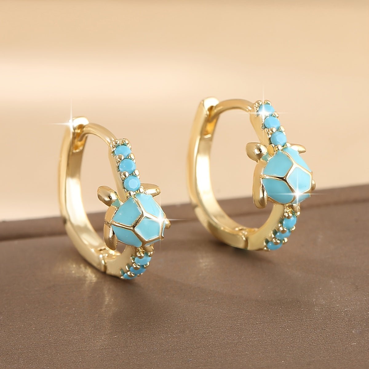 BOUCLES D'OREILLES TURQUOISE TORTUE CLOU D'OREILLE