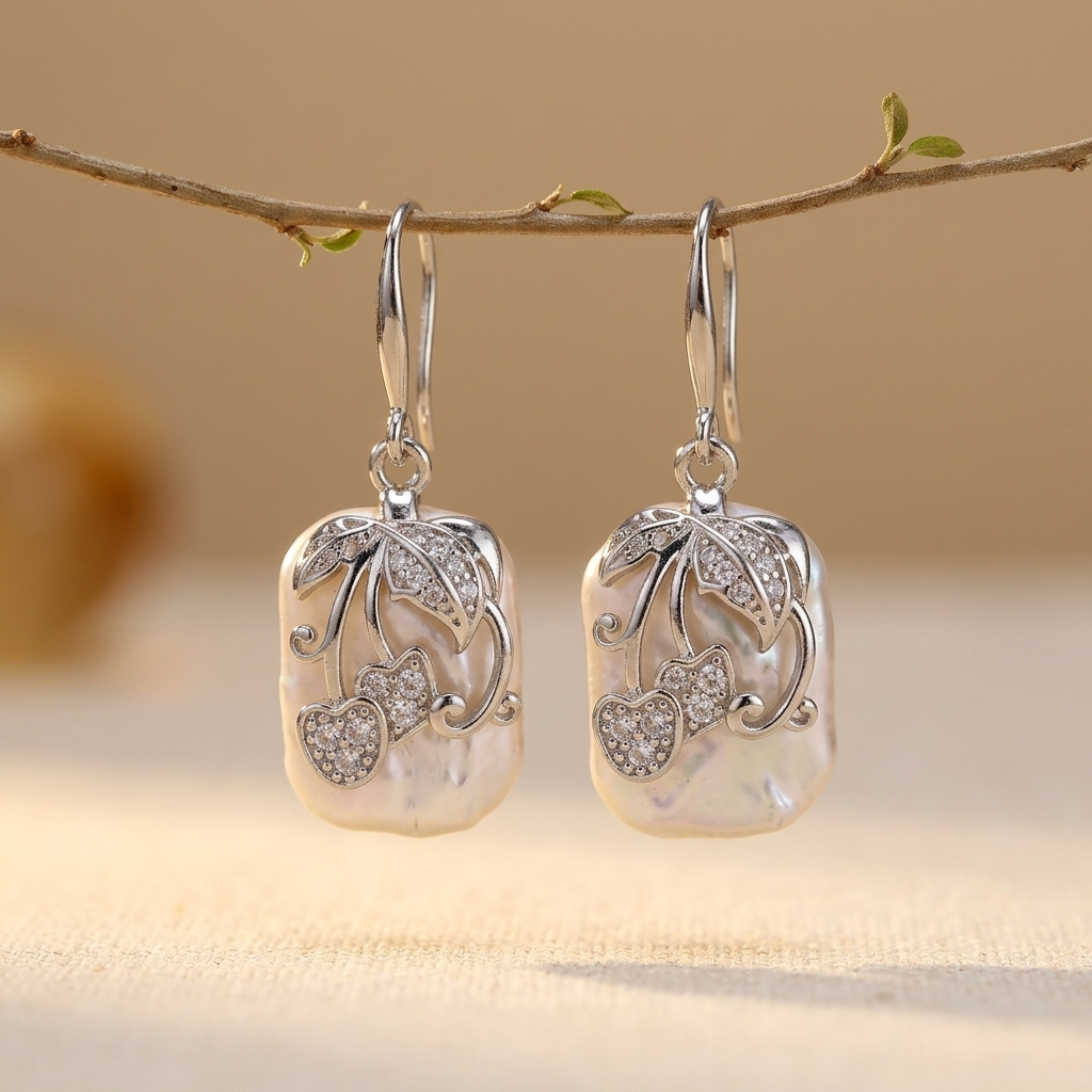 Boucles d'Oreilles Argent Baroque Perle Goutte