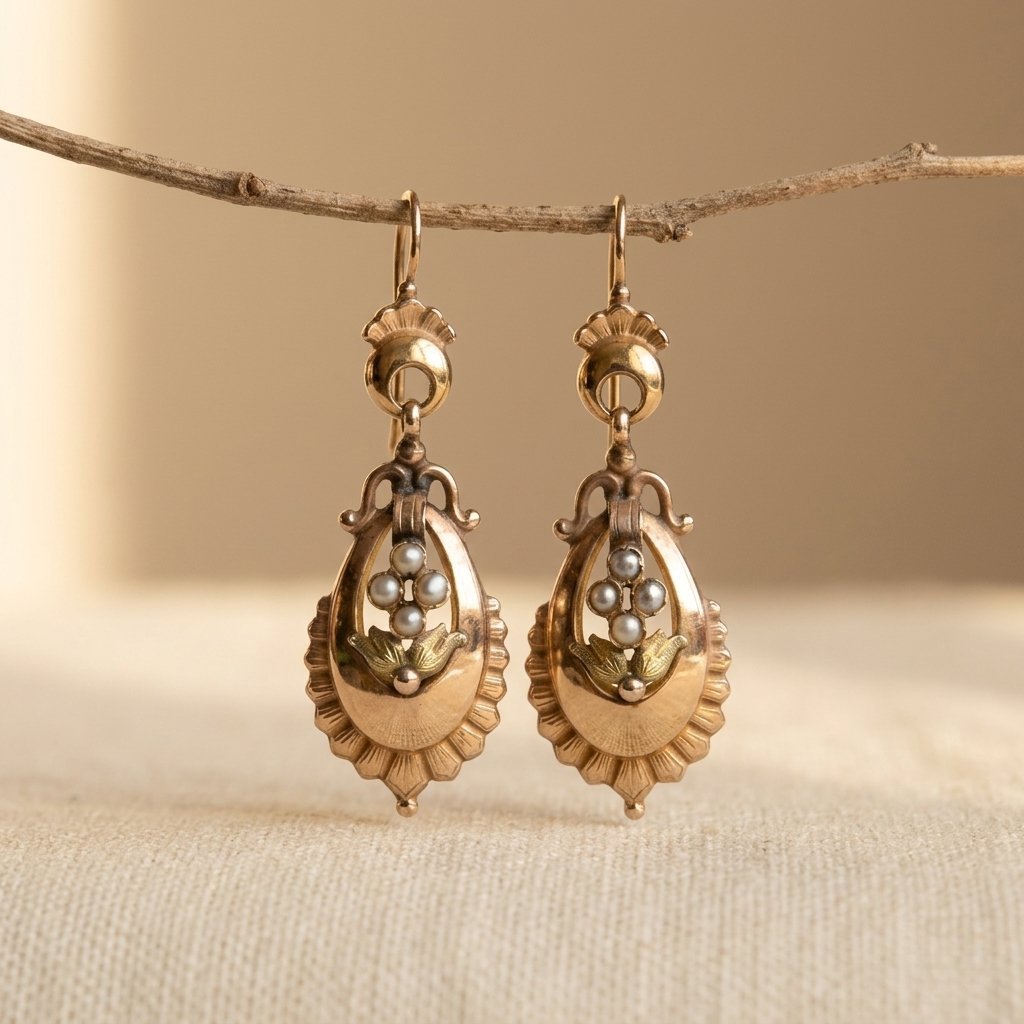 Boucles d'Oreilles Vintage Bohème Goutte Imitation Perle
