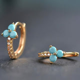 Retro Bohemian Synthetic Zirconia Blue Hoop Earrings
