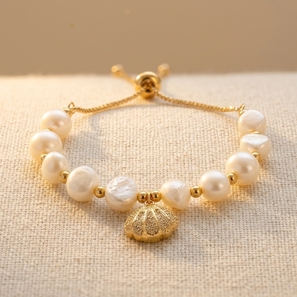 Bracelet Sterling Argent Baroque Perle