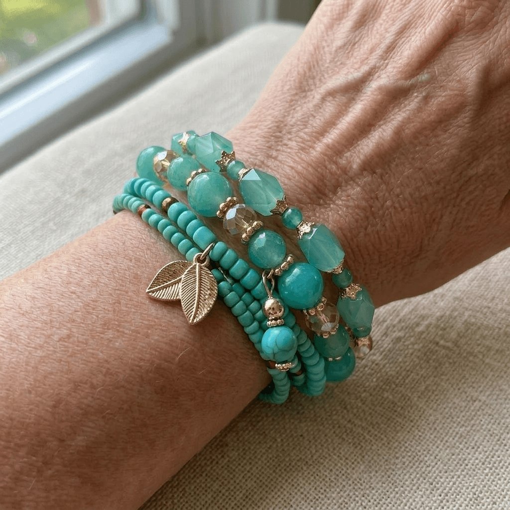 BRACELET 4-PIÈCE BOHÈME MENTHE TURQUOISE