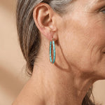 BOUCLES D'OREILLES EN FORME DE U CARRÉ SYNTHÉTIQUE TURQUOISE