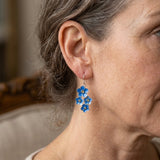 Handmade Bohemian Vintage Blue Enamel Dangle Earrings