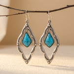 BOUCLES D'OREILLES TURQUOISE RÉTRO ETHNIQUE