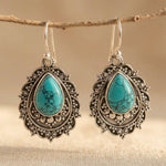BOUCLES D'OREILLES VINTAGE GOUTTE TURQUOISE PENDENTIF