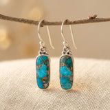 BOUCLES D'OREILLES TURQUOISE VINTAGE RECTANGULAIRE AVEC RÉSINE