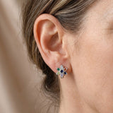 Pearl Zirconia Floral Hoop Earrings