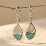 BOUCLES D'OREILLES TURQUOISE CŒUR FEUILLE