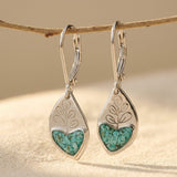 BOUCLES D'OREILLES TURQUOISE CŒUR FEUILLE