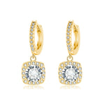 Square Halo Drop Earrings | Gold