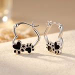 Huggie earrings with heart and black enamel