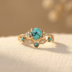 BAGUE ÉLÉGANT VINTAGE TURQUOISE IMPOSANT PLAQUÉ OR