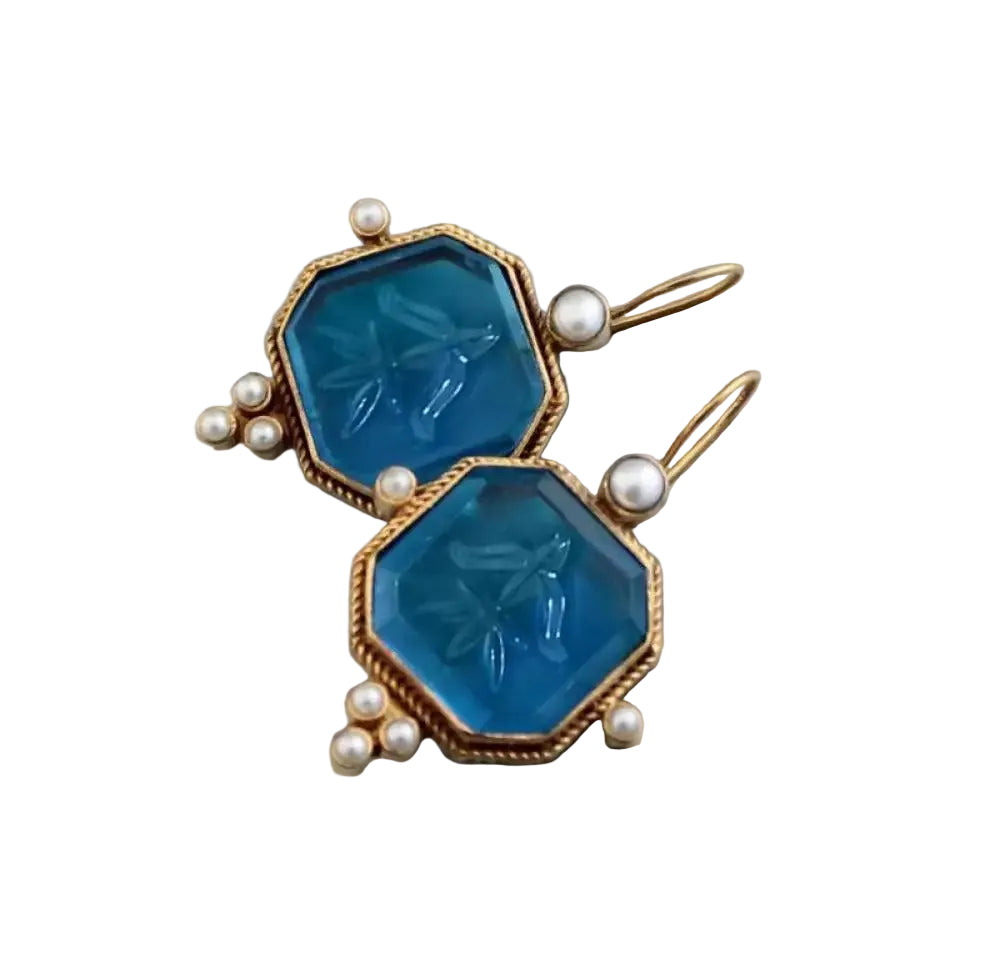 Maeble™ | Boucles d’oreilles vintage avec pierre verte et perle