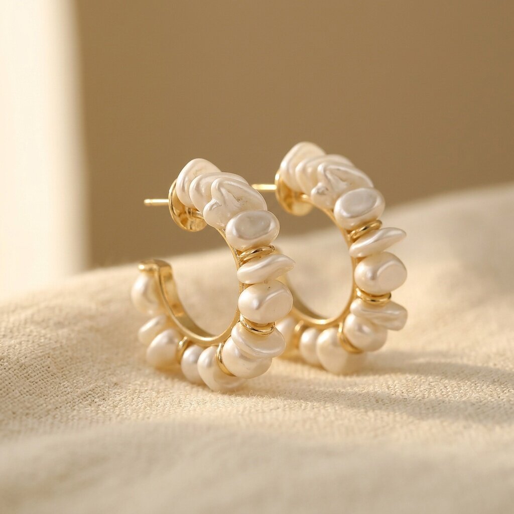 Boucles d'Oreilles Bohème Vintage Alliage Créole avec Baroque Perle Accents
