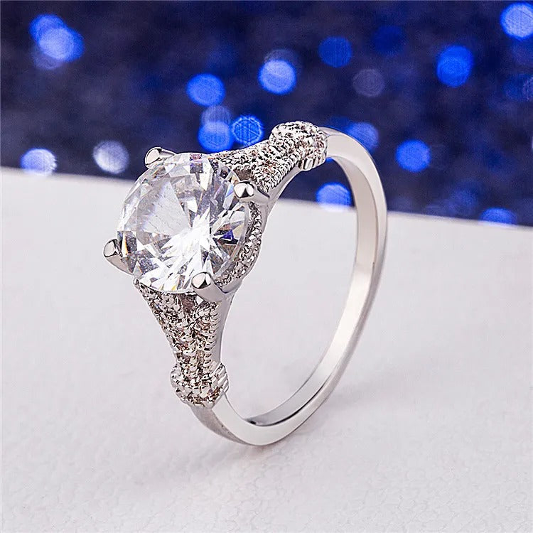 BAGUE VINTAGE BLANC VERRE ARGENT