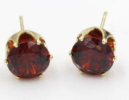 Boucles d'Oreilles Rubis Rond Clou d'Oreille