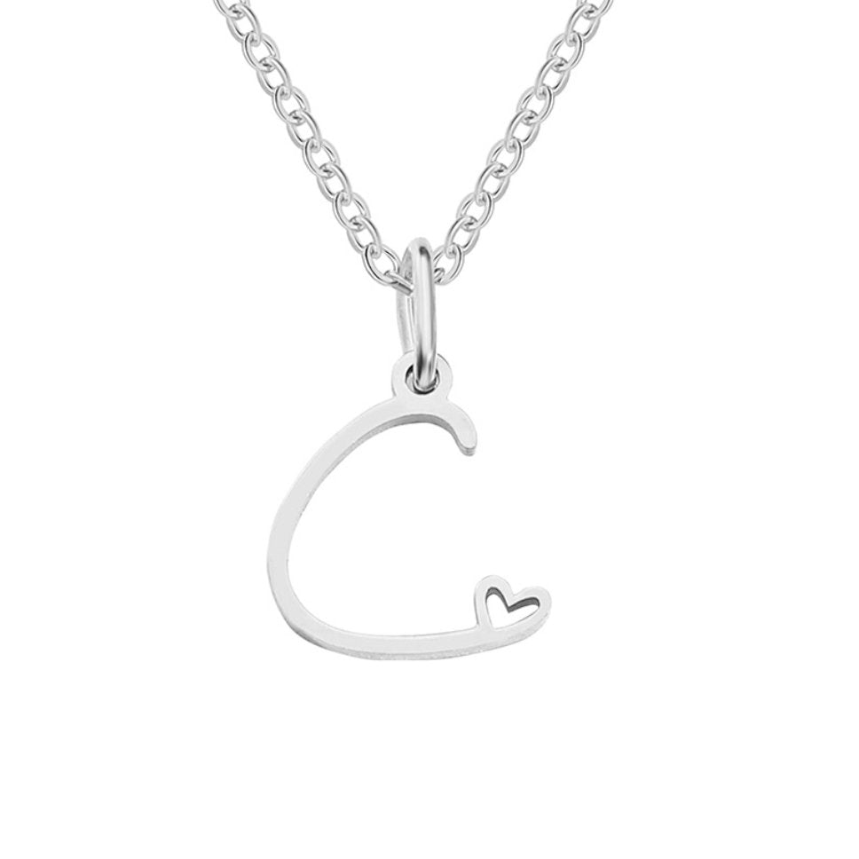 COLLIER LETTRE CŒUR | ARGENT