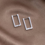 Silver Rectangle Hoop Earrings