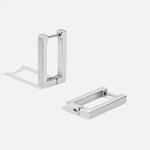 Silver Rectangle Hoop Earrings