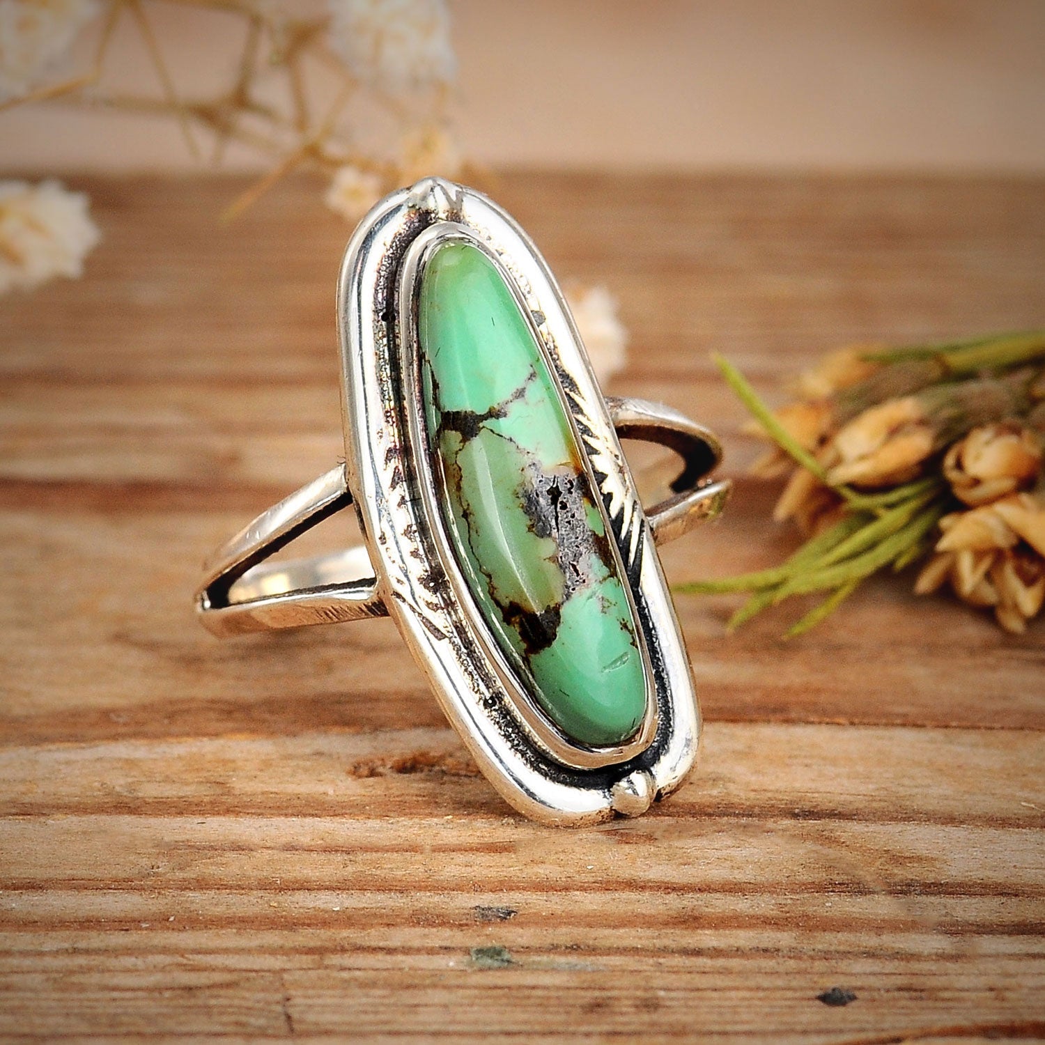 BAGUE SUD-OUEST AMÉRICAIN AUTHENTIQUE TURQUOISE STERLING ARGENT
