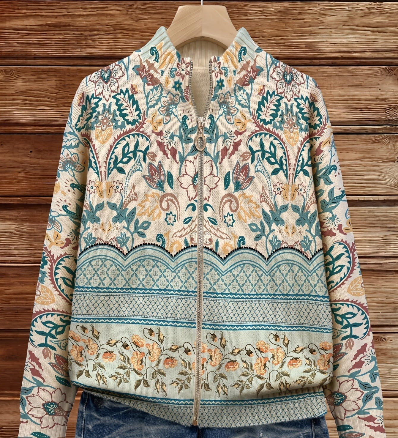 SYBILLA | VESTE BORDURE BOTANIQUE FLORALE VINTAGE