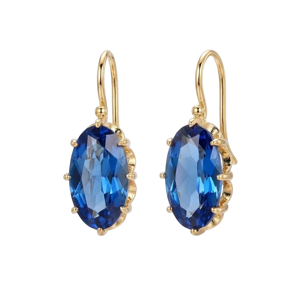 BOUCLES D'OREILLES BLEU FLORAISON | DORÉ OR