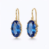 DORÉ BLEU FLORAISON BOUCLES D'OREILLES - OR