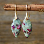 Natural Stone Fuchsite Jasper Drop Earrings