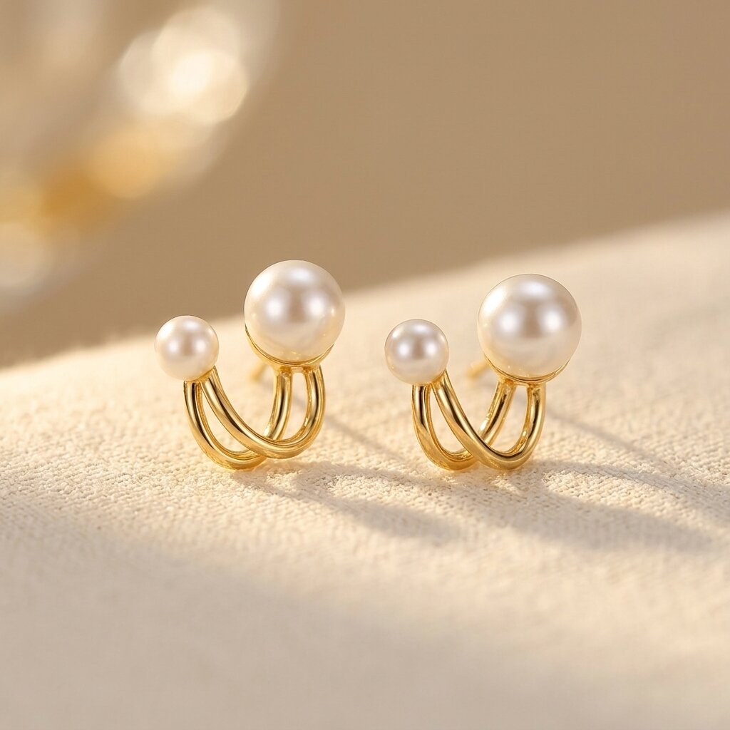 Boucles d'Oreilles Vintage Français Style Alliage avec Imitation Perle