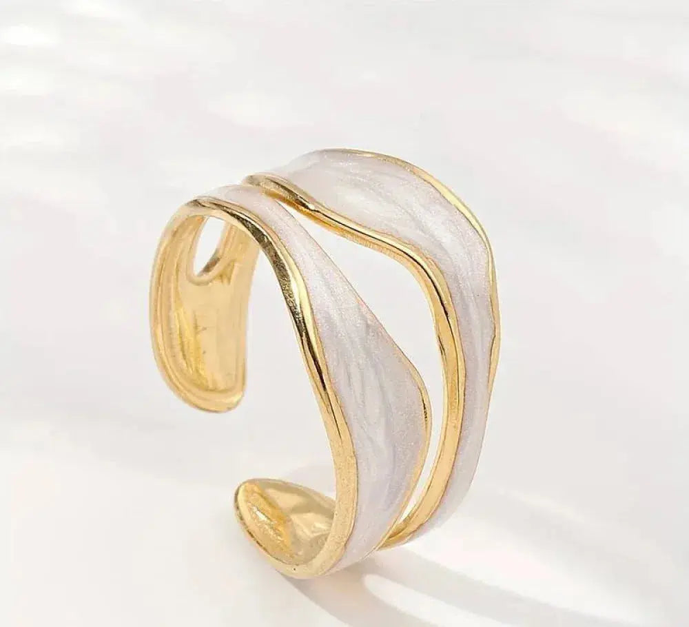 BAGUE VINTAGE BLANC OR