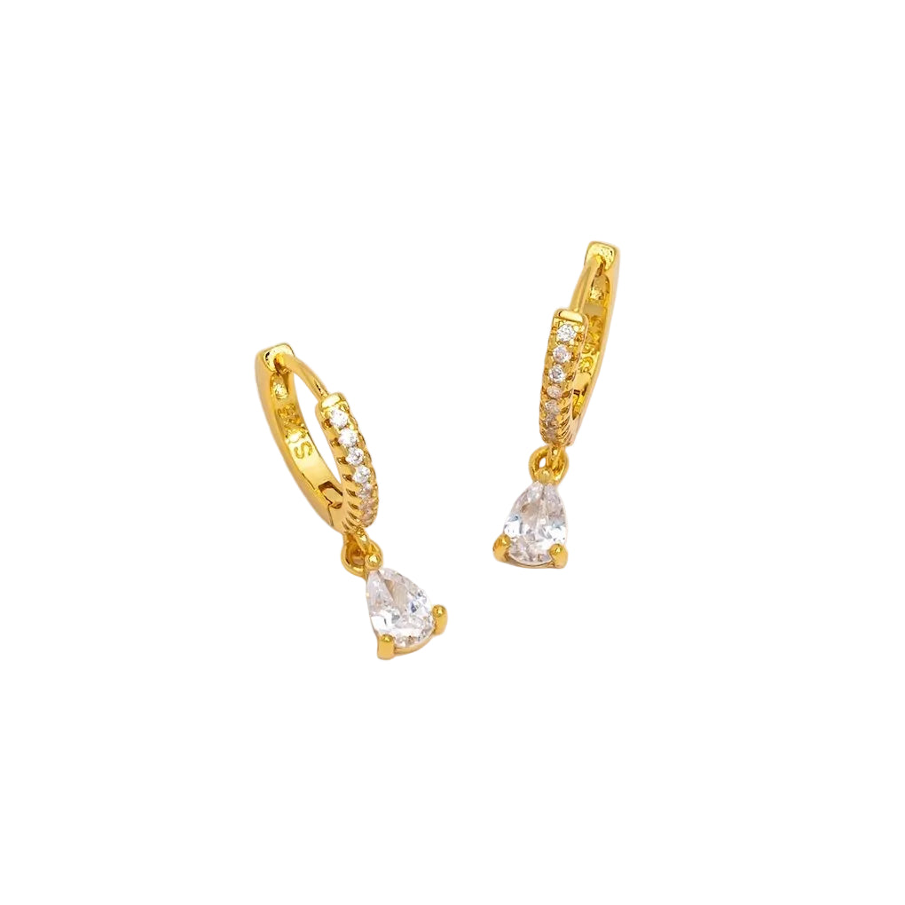 CRÉOLES PAVÉ PENDENTIF GOUTTE ZIRCONE | OR