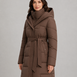 VÉRONIQUE | PARKA LONGUE À CAPUCHE CEINTURÉE