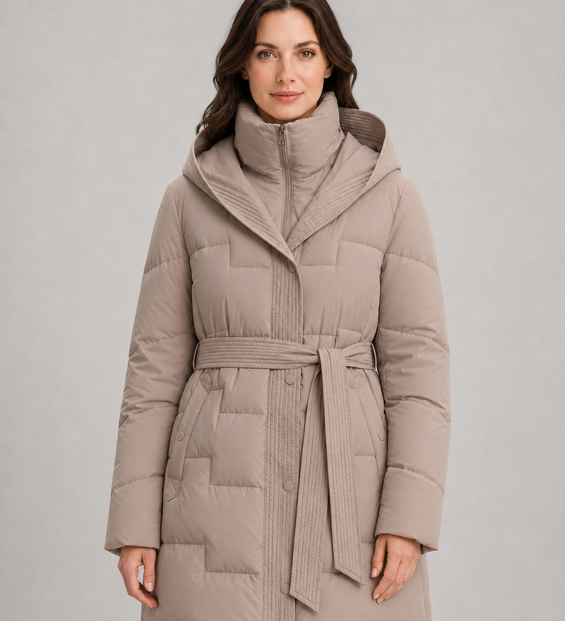 VÉRONIQUE | PARKA LONGUE À CAPUCHE CEINTURÉE