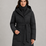 VÉRONIQUE | PARKA LONGUE À CAPUCHE CEINTURÉE