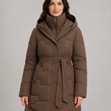 VÉRONIQUE | PARKA LONGUE À CAPUCHE CEINTURÉE