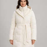 VÉRONIQUE | PARKA LONGUE À CAPUCHE CEINTURÉE
