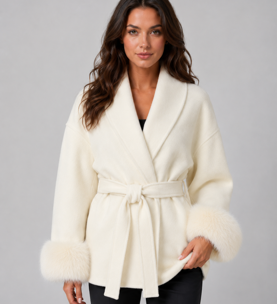 ELSA | MANTEAU EN FAUSSE FOURRURE CEINTURÉ