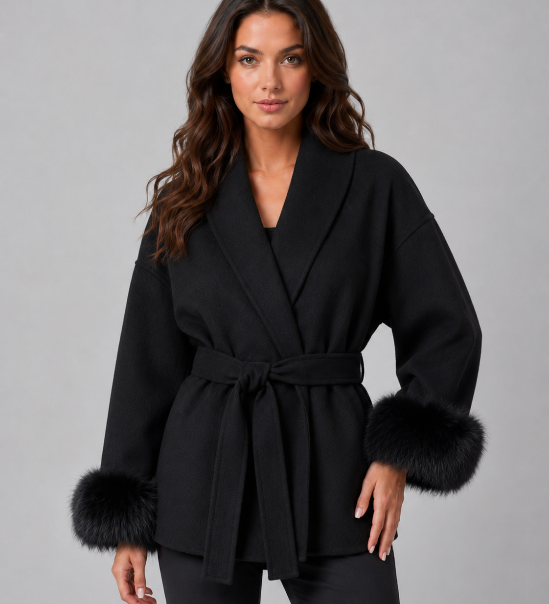 ELSA | MANTEAU EN FAUSSE FOURRURE CEINTURÉ