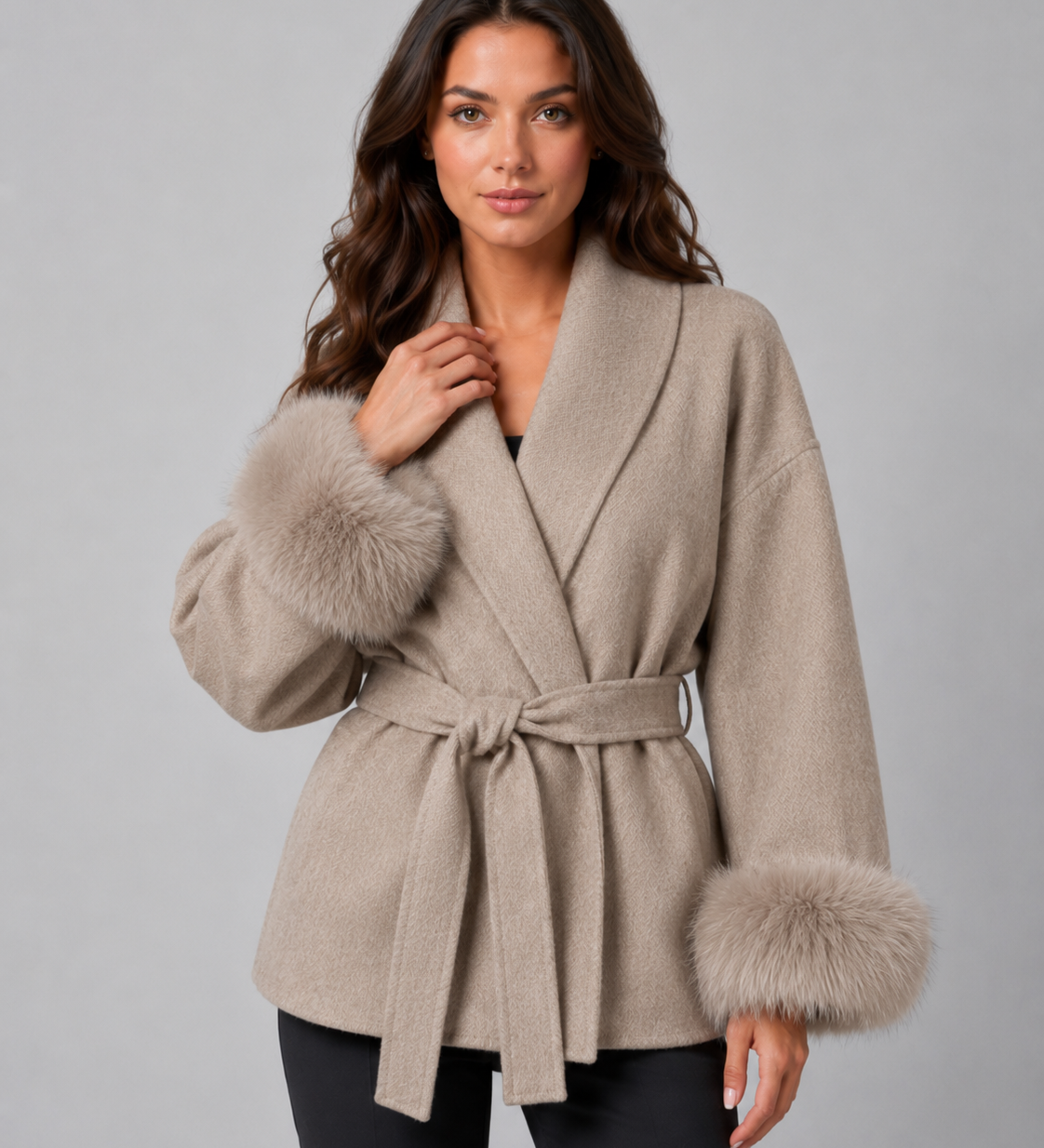ELSA | MANTEAU EN FAUSSE FOURRURE CEINTURÉ