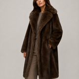 BÉNÉDICTE | MANTEAU EN FAUSSE FOURRURE LONG