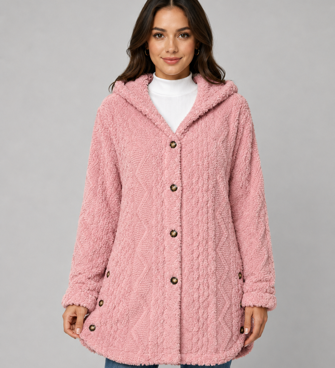FLEUR | VESTE TEDDY À CAPUCHE