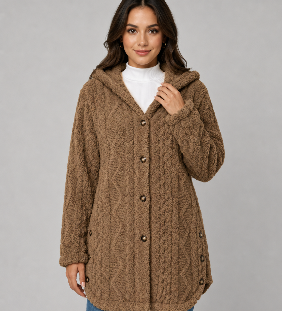 FLEUR | VESTE TEDDY À CAPUCHE