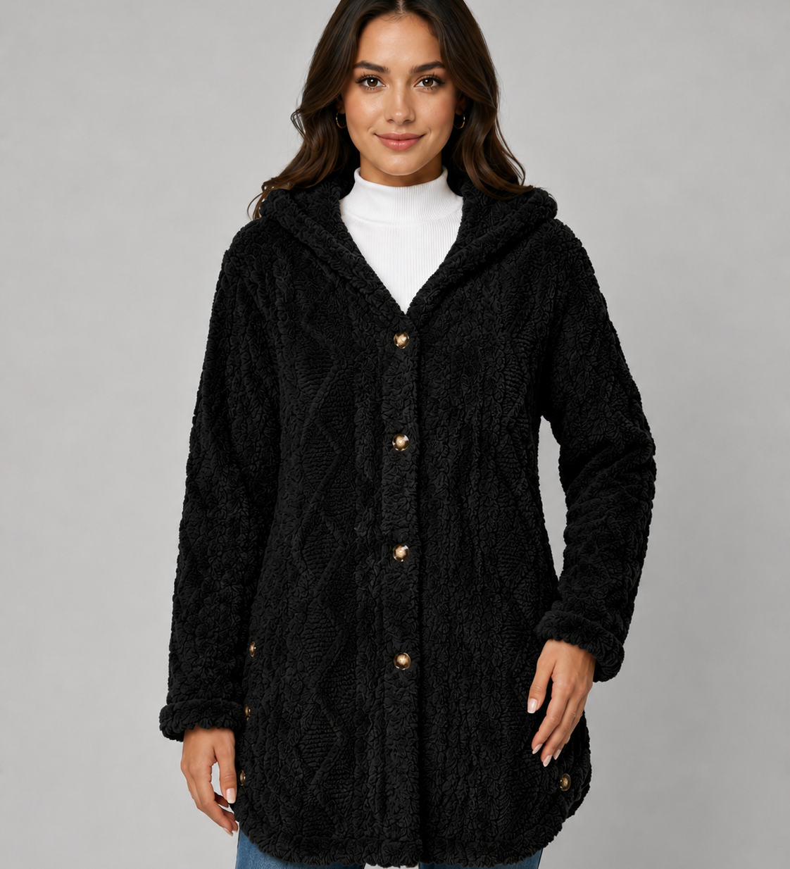 FLEUR | VESTE TEDDY À CAPUCHE
