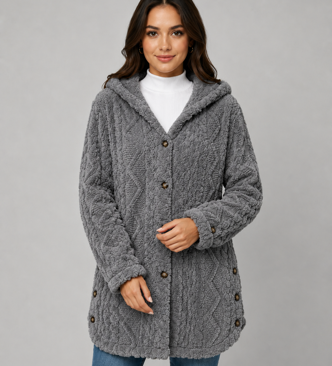 FLEUR | VESTE TEDDY À CAPUCHE